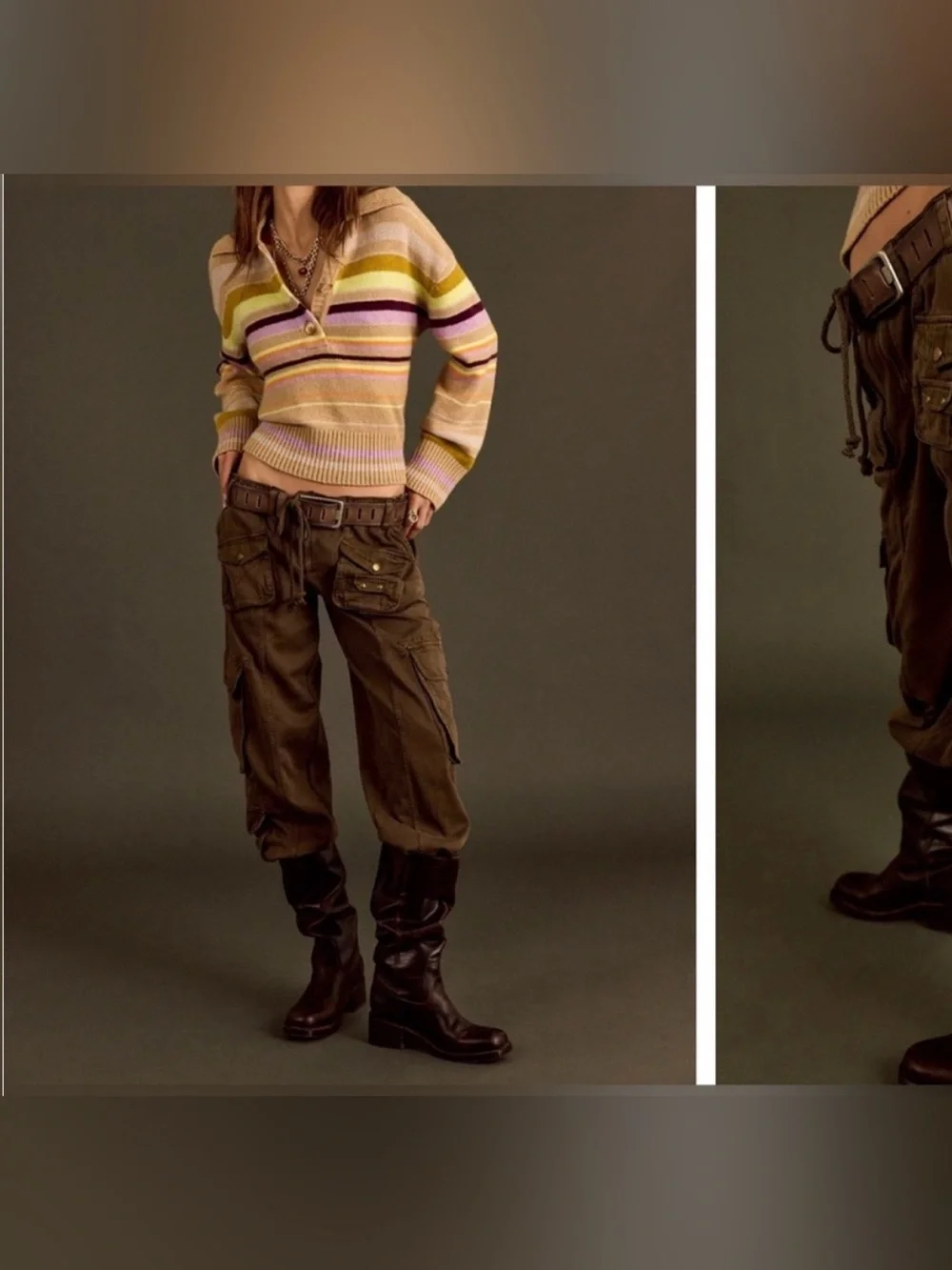 NWOT Free People We The Free Tahiti Cargo Pants - teak brown green tan - Medium
